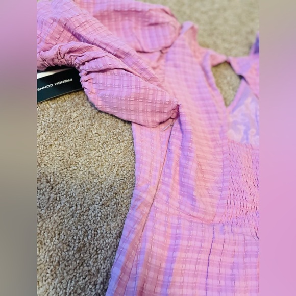 NWT!! French Connection Birch Gingham Tiered Dress in Summer Lavender - Picture 10 of 11